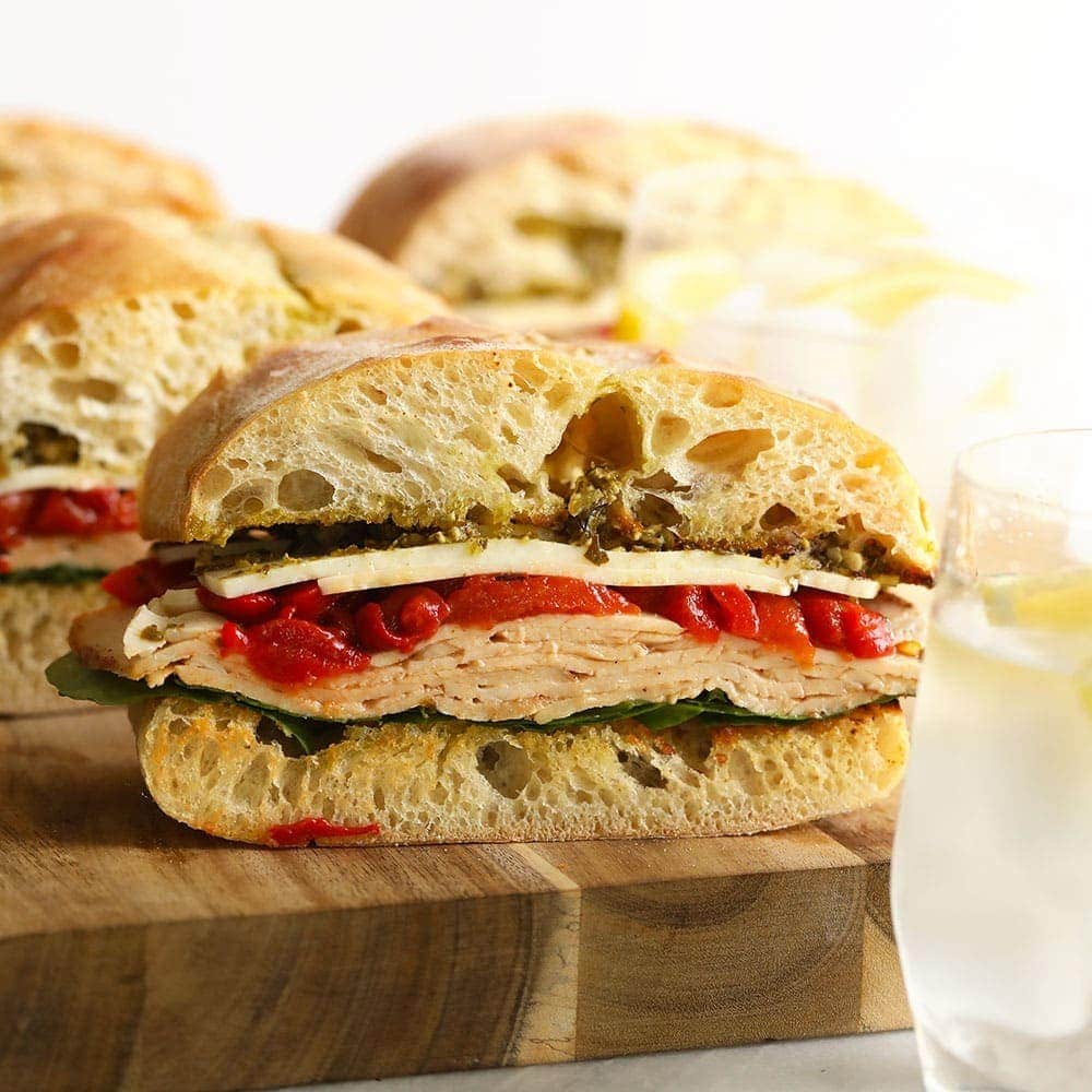 Elevate Your Meal: Brined Turkey & Roasted Red Pepper Pesto Sandwiches